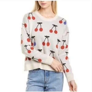Madewell Cherry Jacquard Pullover Sweater in Heather Cement, Size XS